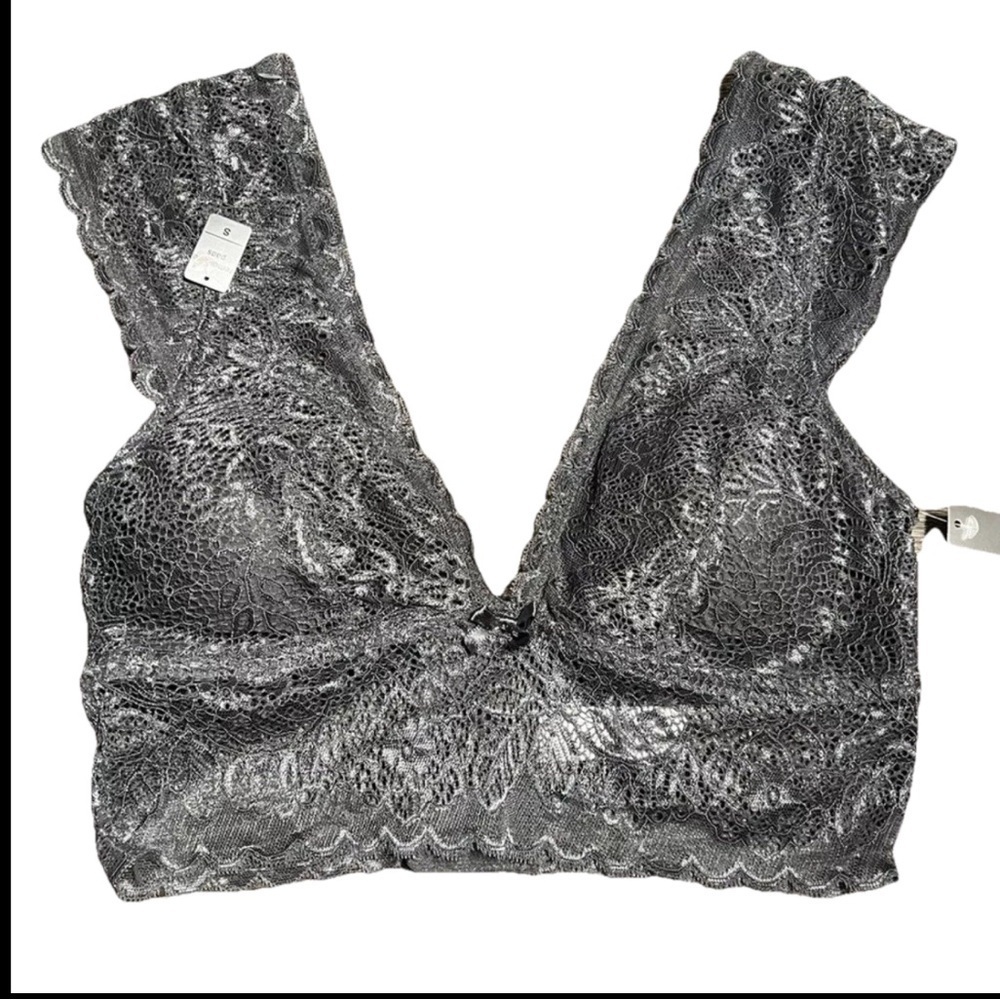 Sophie b Bra Invisiable Edge Removable Pad Gray Lace  women’s size New With Tags